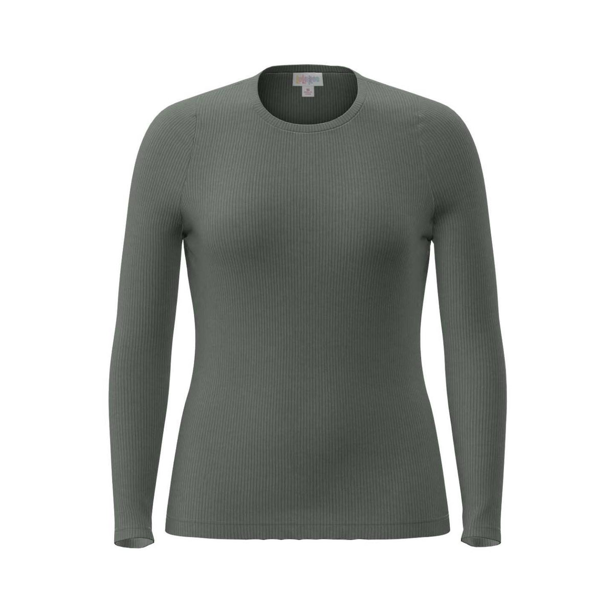 LuLaRoe Essential Long Sleeve Top Solid Dusty Olive - color and pattern reference 286400