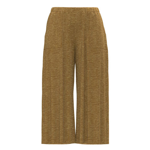 Mustard colored ribbed pants on a white background