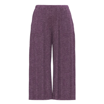 Purple ribbed pants on a white background