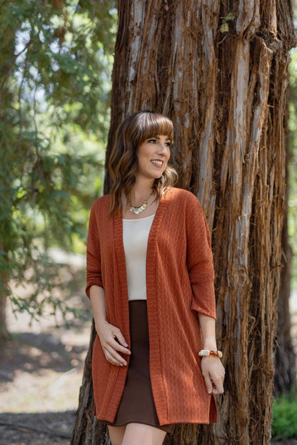 LuLaRoe Connie Lightweight Overlay - Solid Burnt Cinnamon