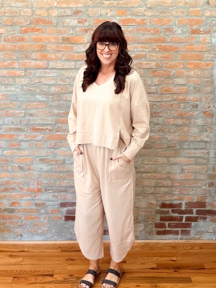 LuLaRoe Wendy Easy Barrel Pull-On Pant – Solid Oatmeal Beige