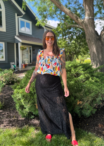 LuLaRoe LuLaRoe Tihane Lace Maxi Skirt - Solid Black Noir Elegance Lace 