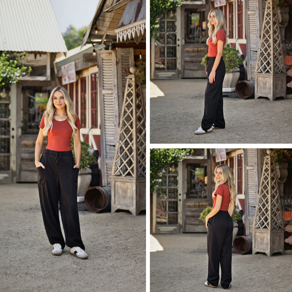 LuLaRoe Brindley Black wash women's barrel-leg pull-on pants - product photo 3