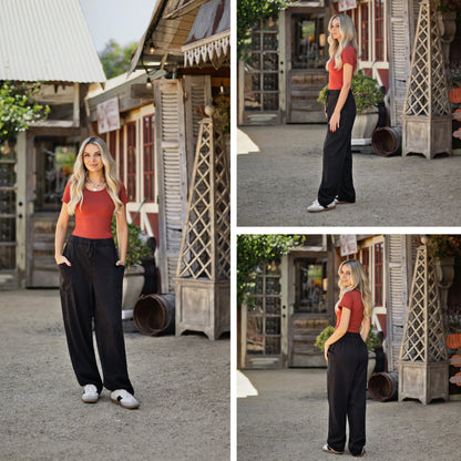 LuLaRoe Brindley Black wash women's barrel-leg pull-on pants - product photo 3