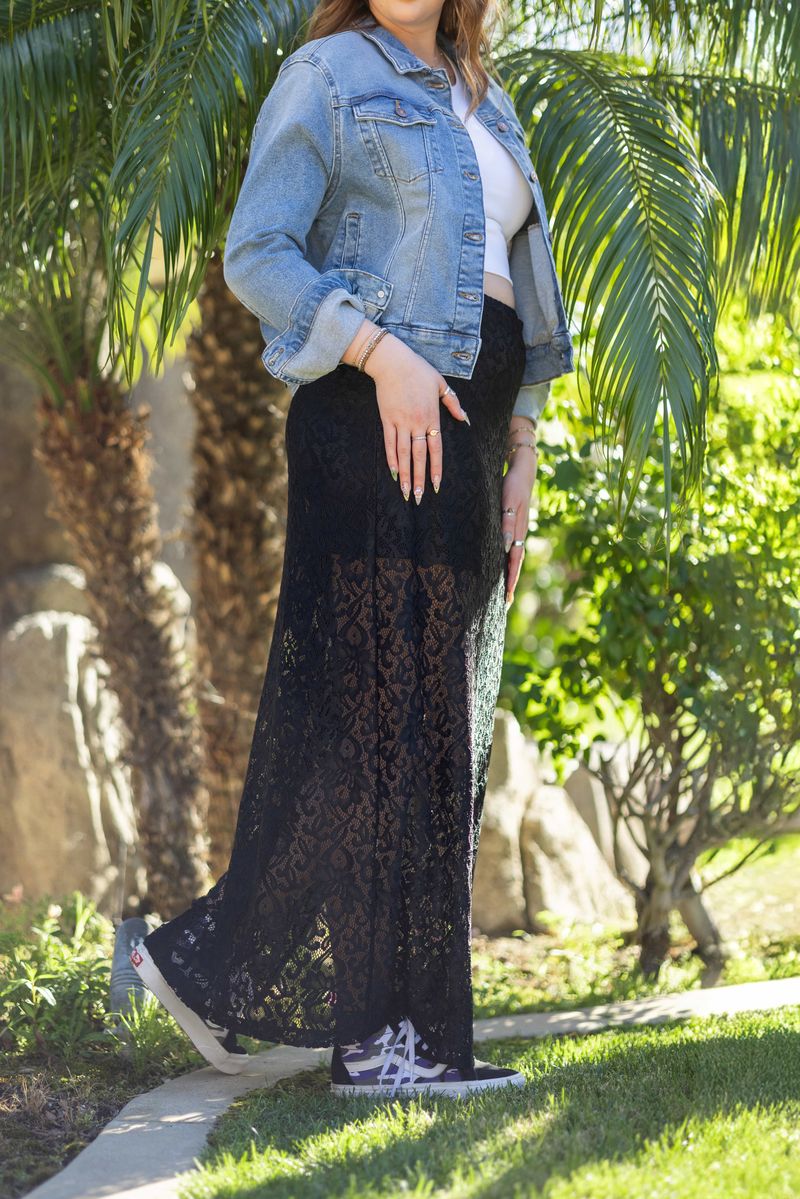 LuLaRoe LuLaRoe Tihane Lace Maxi Skirt - Solid Black Noir Elegance Lace 