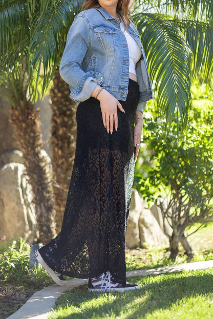 LuLaRoe LuLaRoe Tihane Lace Maxi Skirt - Solid Black Noir Elegance Lace 