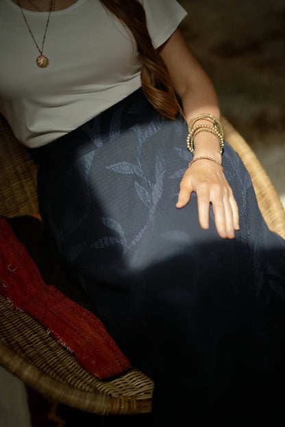 LuLaRoe Aurelia Maxi Skirt - Solid Black Tonal Leaf Vine - additional view 2