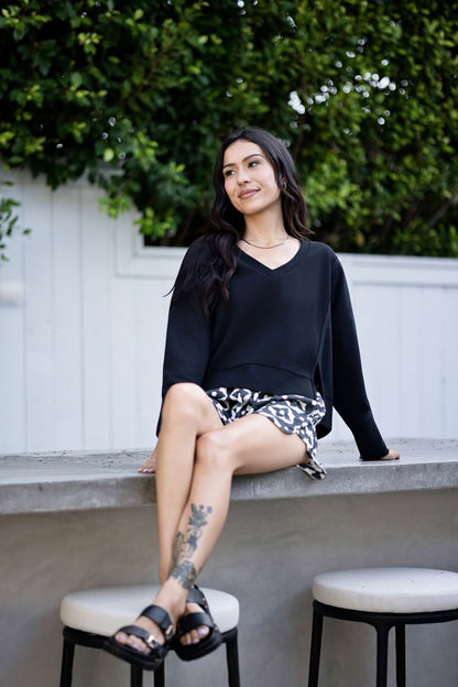 Lifestyle view 6 of the LuLaRoe Wendy Easy Barrel Pull-On Pant in Solid Black