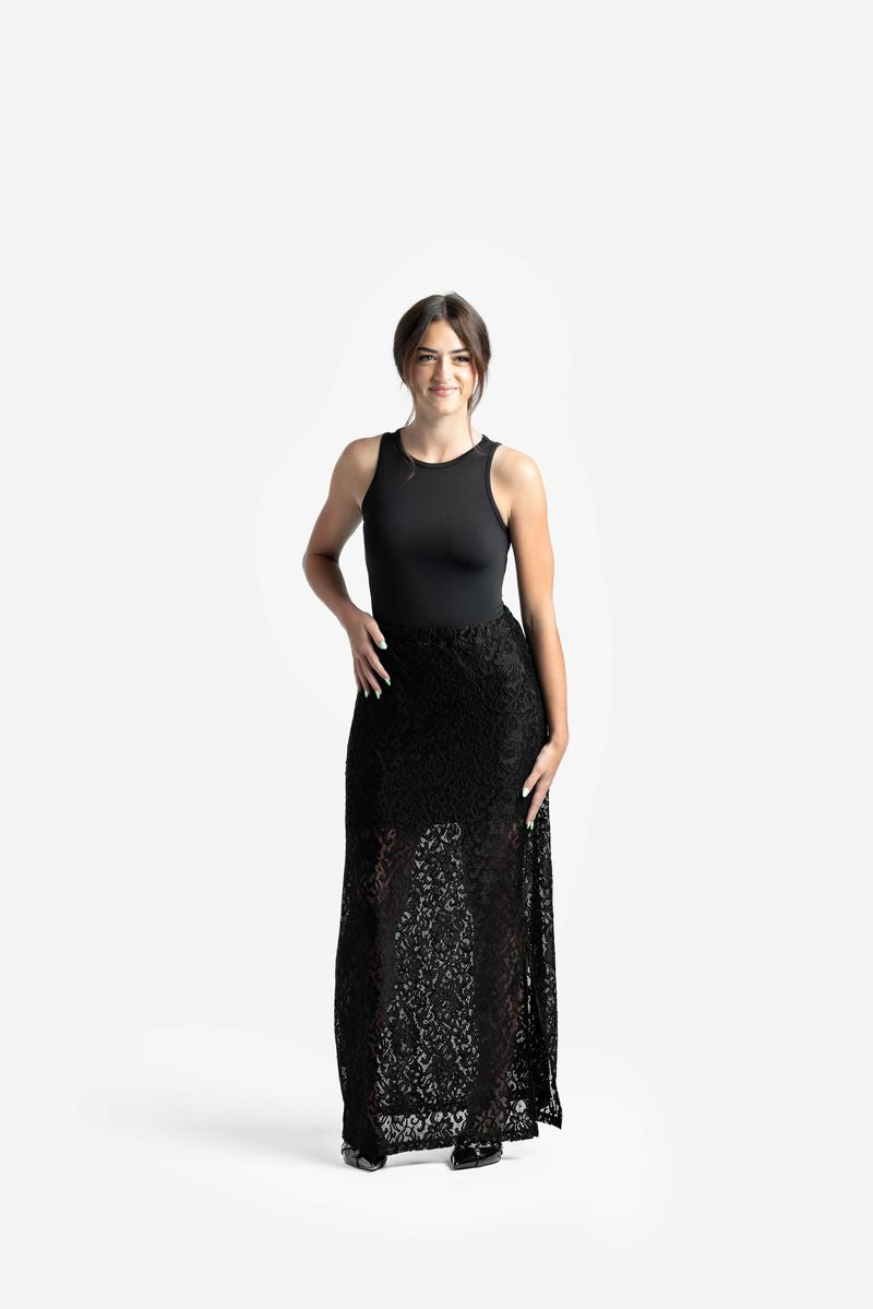 LuLaRoe LuLaRoe Tihane Lace Maxi Skirt - Solid Black Noir Elegance Lace 