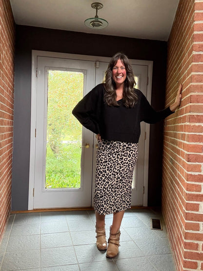 Lifestyle view 2 of the LuLaRoe Wendy Easy Barrel Pull-On Pant in Solid Black