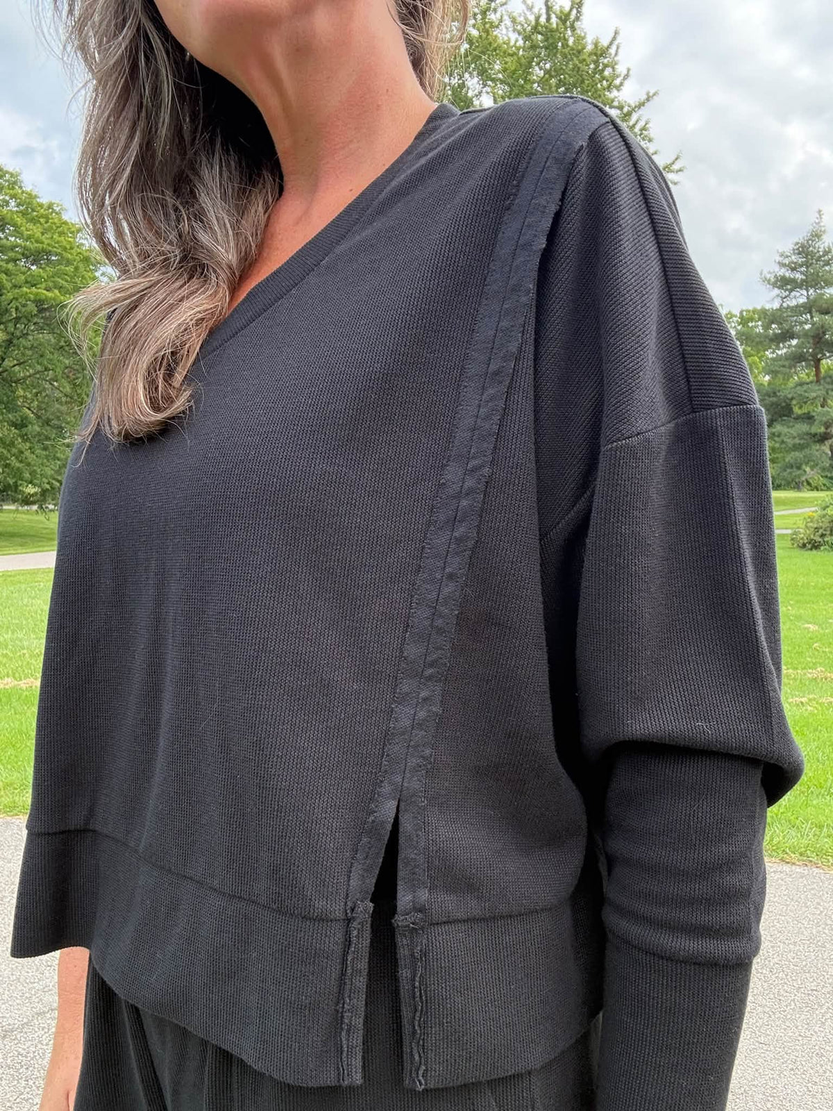 Lifestyle view 8 of the LuLaRoe Wendy Easy Barrel Pull-On Pant in Solid Black