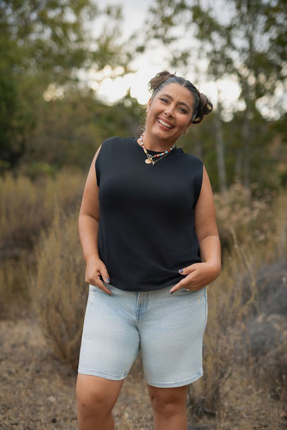 LuLaRoe Suzanne Cap Sleeve Top - Solid Black
