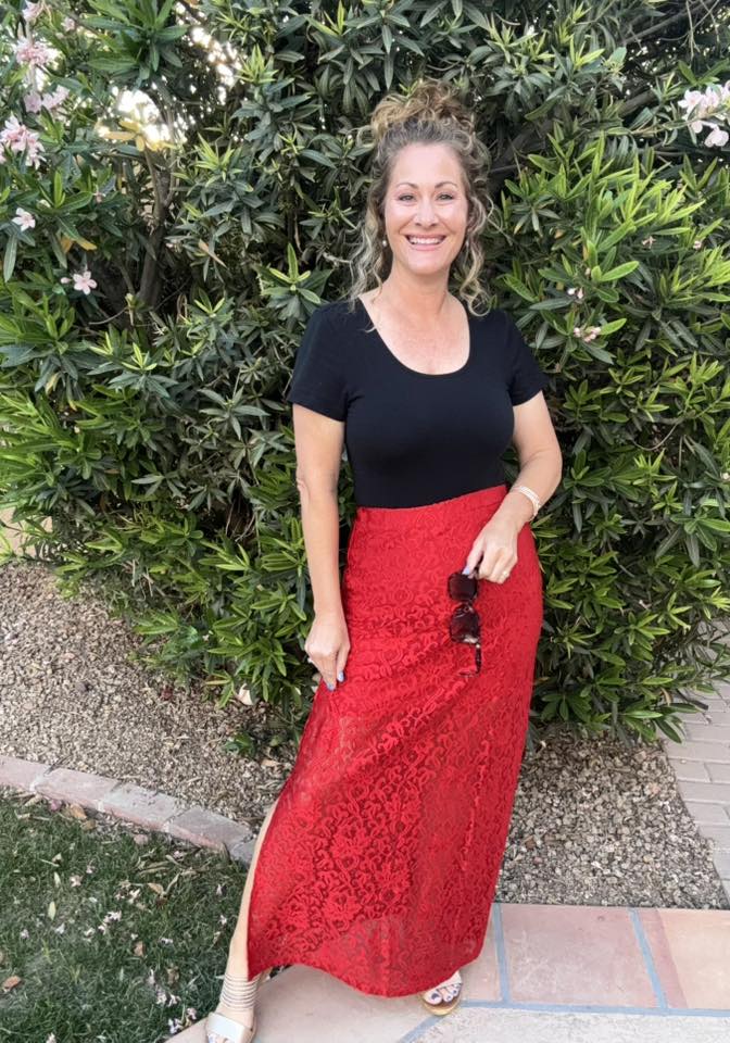 LuLaRoe LuLaRoe Tihane Lace Maxi Skirt - Solid Scarlet Lace Statement 