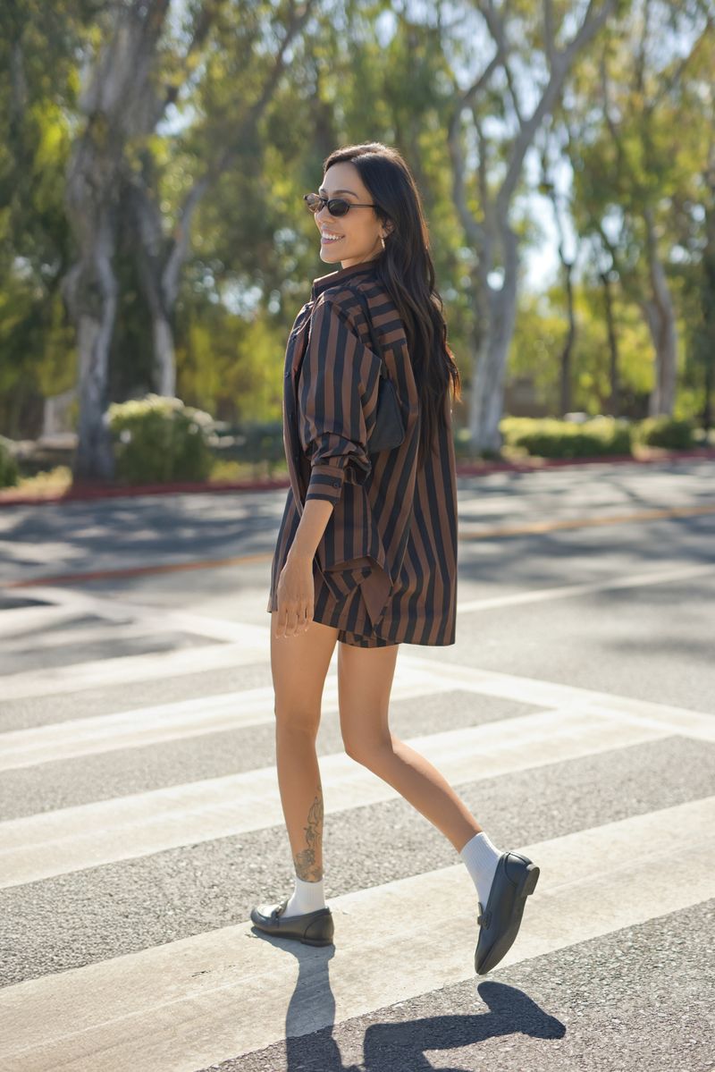 LuLaRoe Polly Set - Espresso Pinstripe