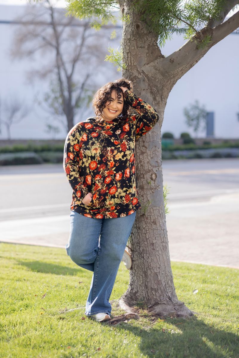 LuLaRoe LuLaRoe Amber Hoodie - Midnight Garden Noir 