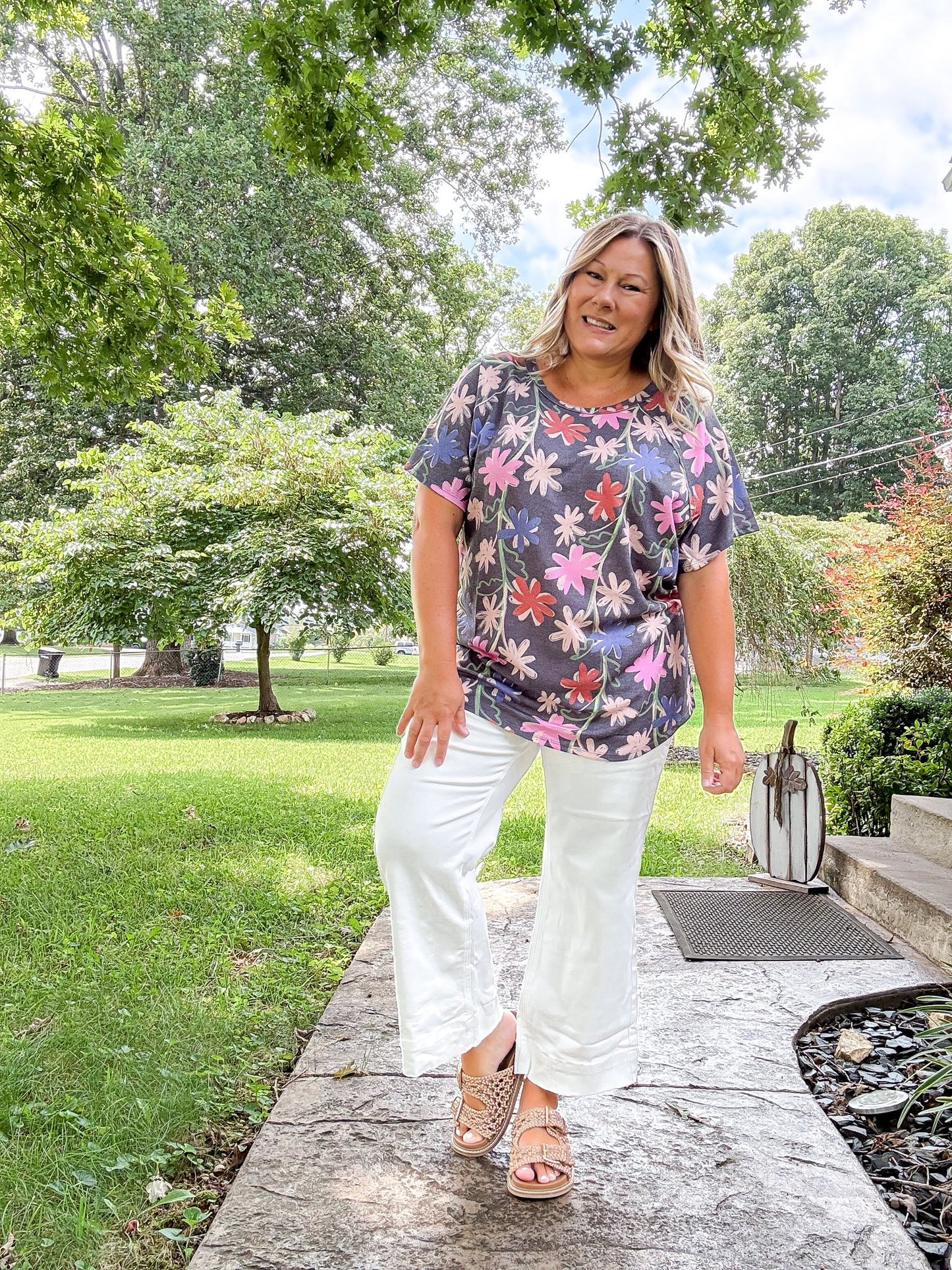 LuLaRoe Melanie - Black/Blue/Pink Floral 