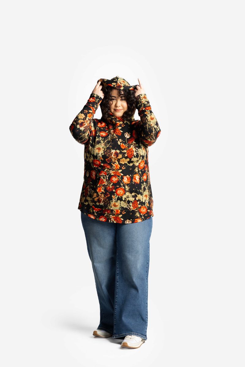 LuLaRoe LuLaRoe Amber Hoodie - Midnight Garden Noir 