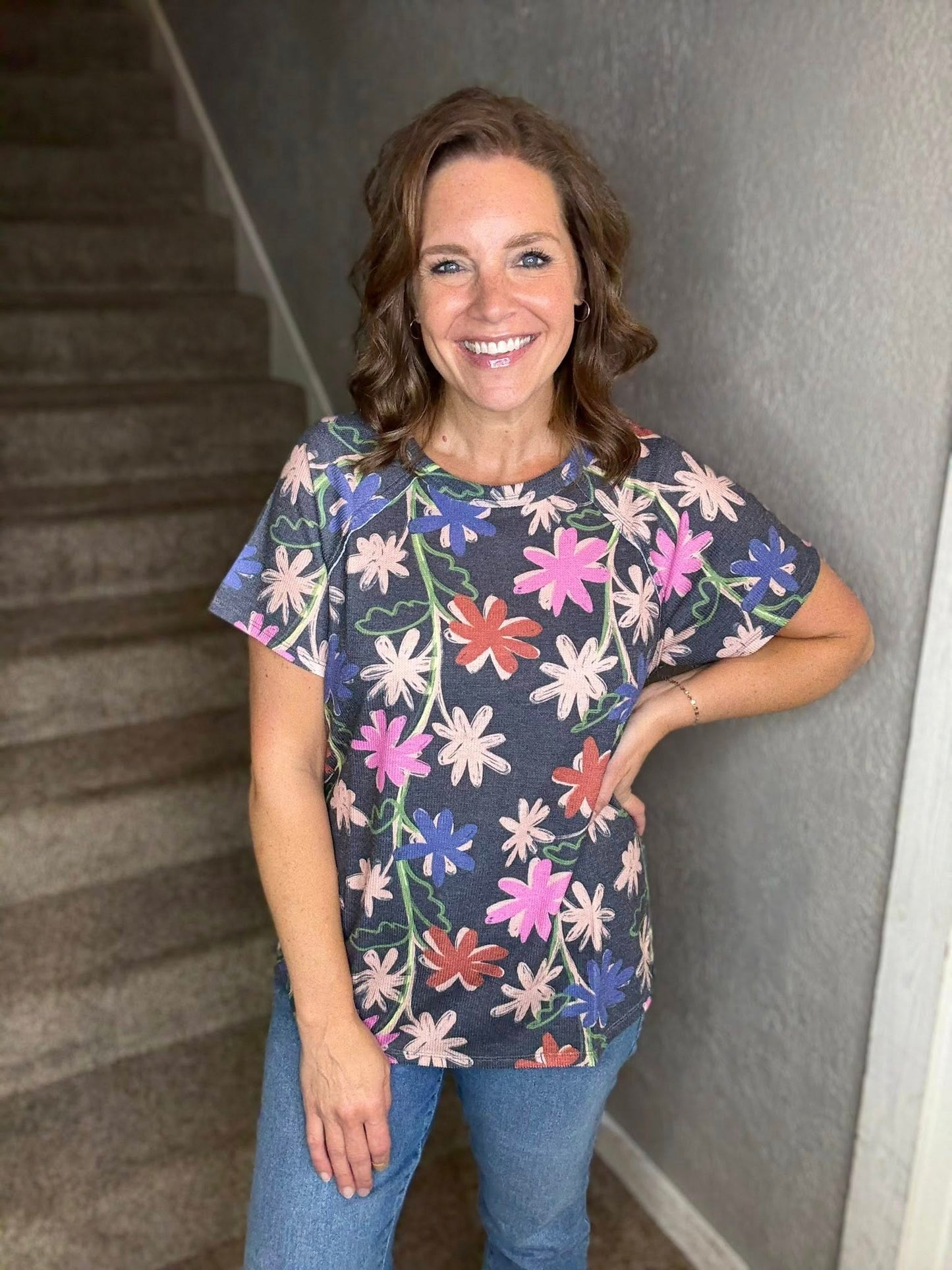 LuLaRoe Melanie - Black/Blue/Pink Floral 