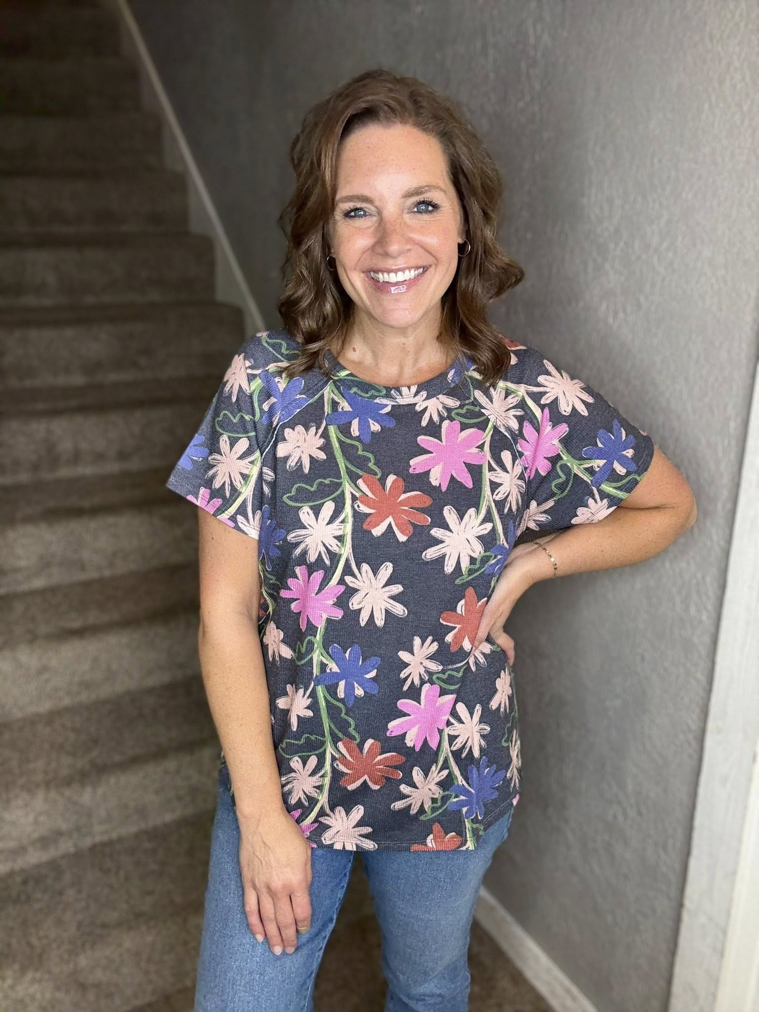 LuLaRoe Melanie - Black/Blue/Pink Floral 