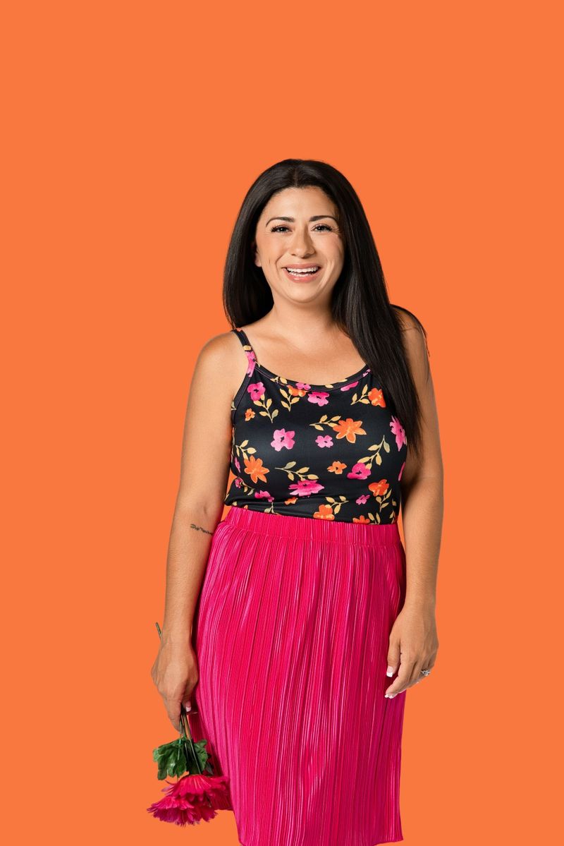 LuLaRoe Essential Cami 2-Pack - Solid Fuchsia Pink + Black, Fuchsia & Orange Ditsy Floral