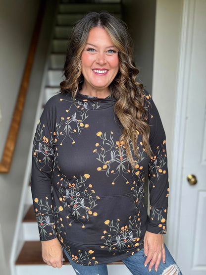 LuLaRoe Halloween 2025 - Amber Hoodie - Skeleton Bloom