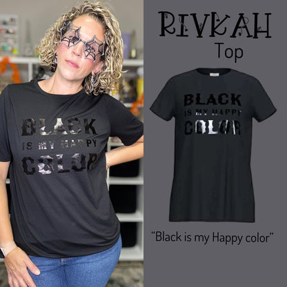 LuLaRoe Halloween 2025 - Rivkah Top - Black Is My Happy Color