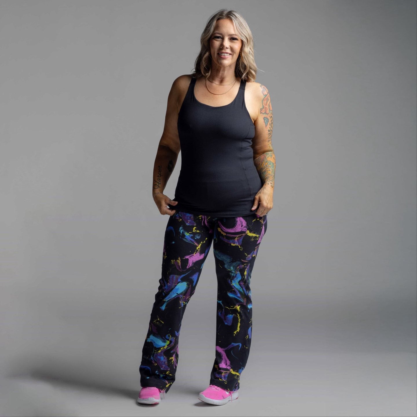 LuLaRoe RISE Passionate Yoga Pant 2.0 - Neon Noir Paintstroke Abstract 