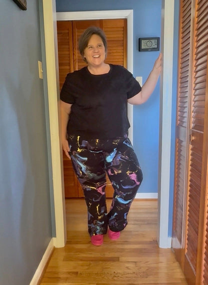 LuLaRoe RISE Passionate Yoga Pant 2.0 - Neon Noir Paintstroke Abstract 