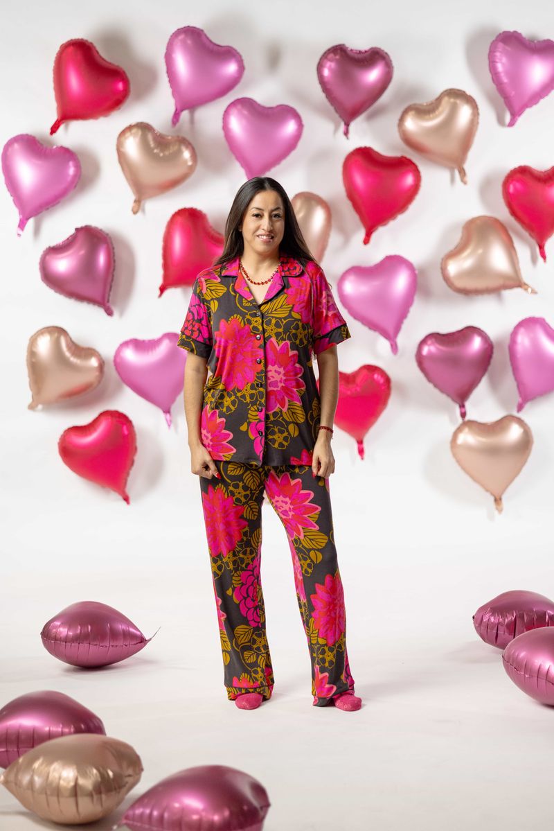 LuLaRoe LuLaRoe Valentine Serene Set - Midnight Bloom Fuchsia 