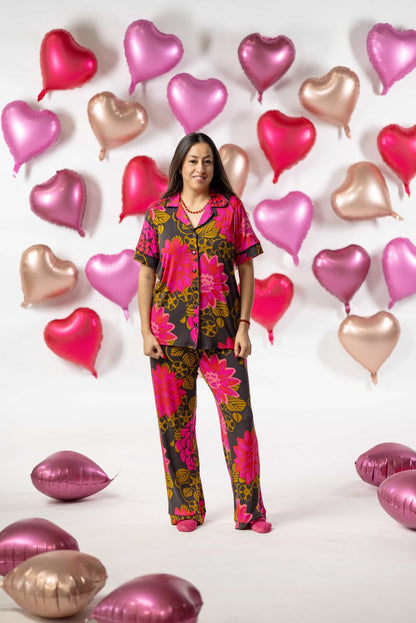 LuLaRoe LuLaRoe Valentine Serene Set - Midnight Bloom Fuchsia 