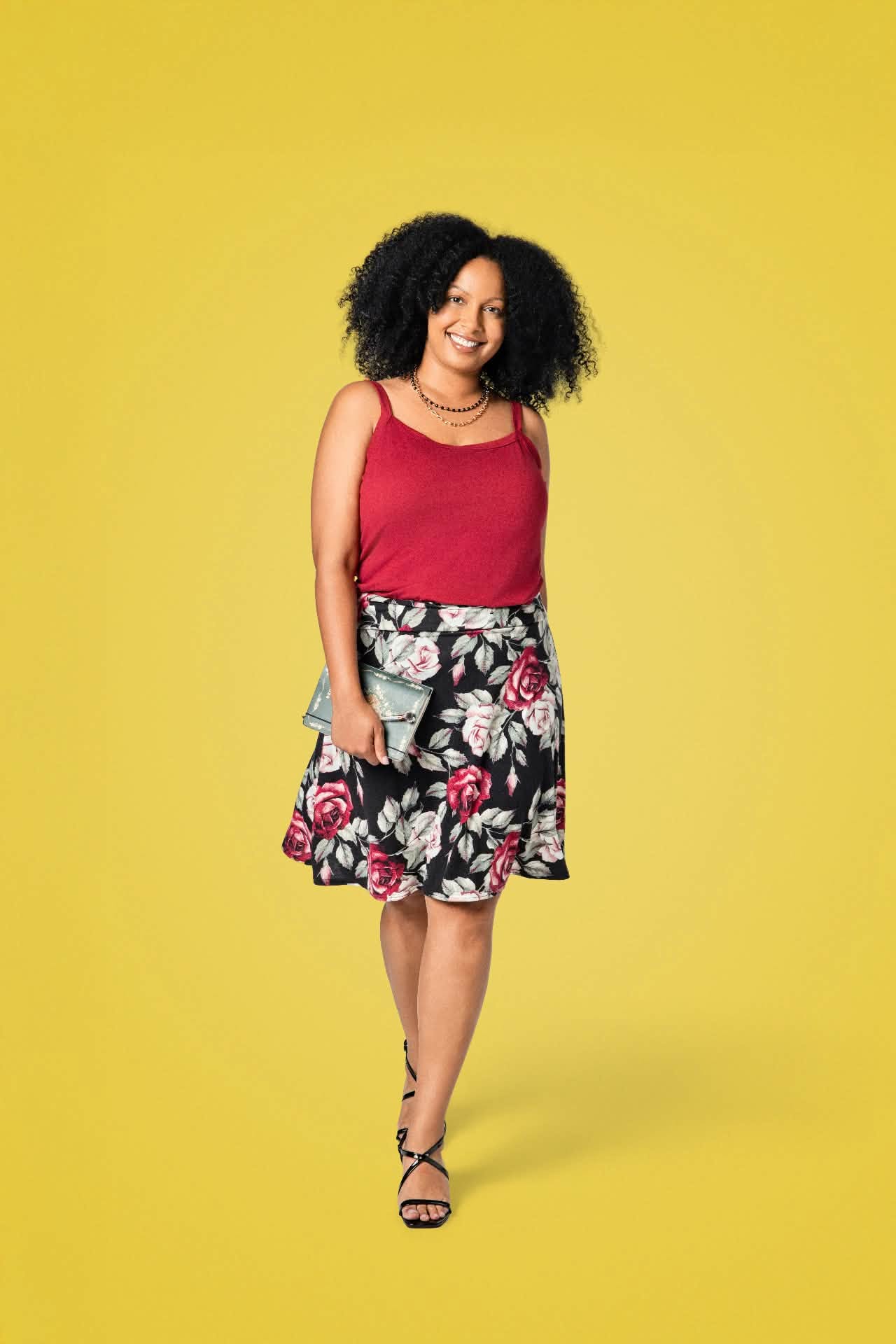 LuLaRoe Eileen Skort - Black, Burgundy & Blush Rose Floral