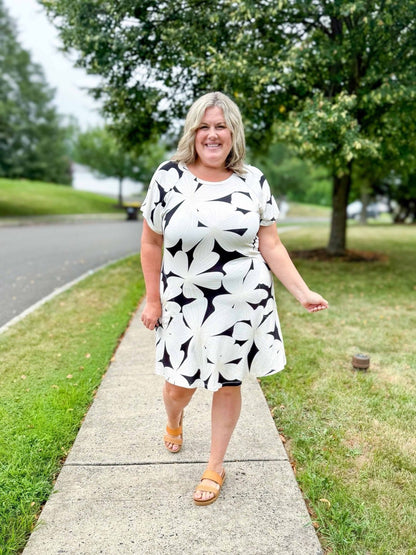 LuLaRoe LuLaRoe Celia Dress - Black and White Oversized Floral 