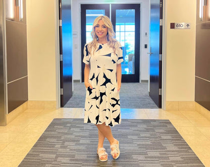 LuLaRoe LuLaRoe Celia Dress - Black and White Oversized Floral 