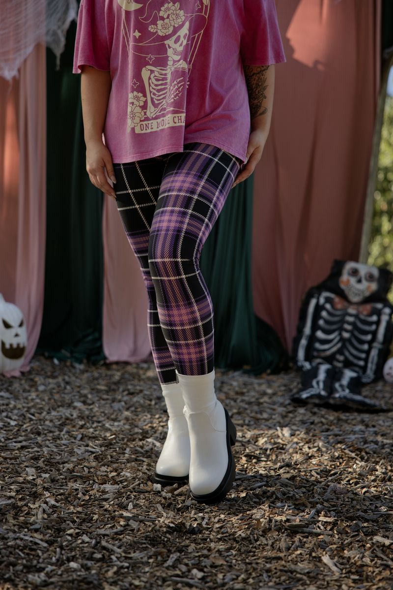 LuLaRoe 2026 Halloween Leggings – Black, Purple, Pink & Ivory Plaid