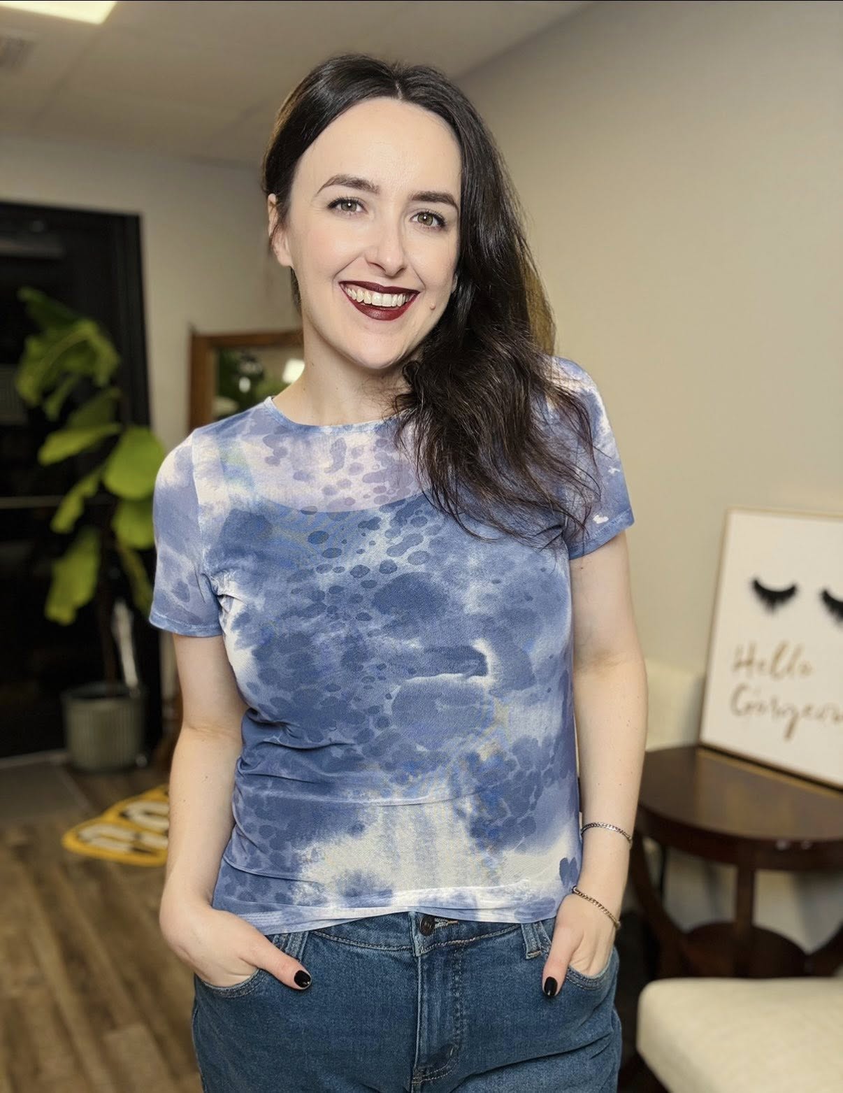 LuLaRoe LuLaRoe Miranda Mesh T - Midnight Indigo Tide 