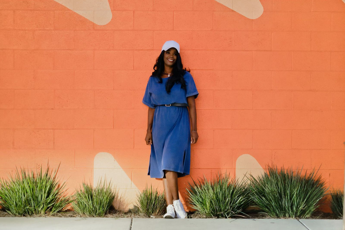 LuLaRoe Leticia Solid Mineral Washed Royal Blue 100% cotton mineral washed midi T-shirt dress - product image 6