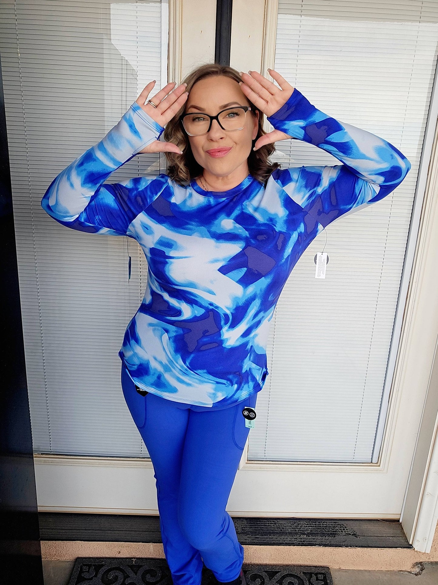 LuLaRoe LuLaRoe Rise Limitless Top - Coastal Blue Abstract 