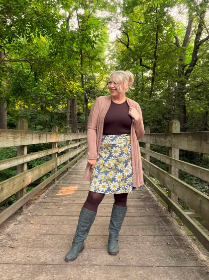 LuLaRoe Eileen Skort - Blue & Olive Daisy Floral