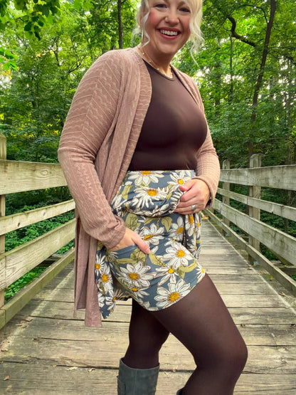 LuLaRoe Eileen Skort - Blue & Olive Daisy Floral