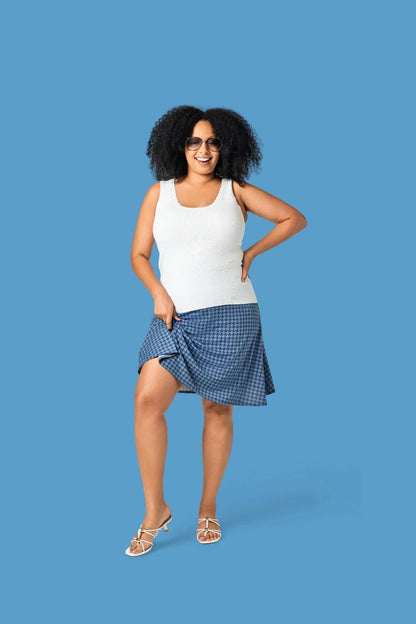 LuLaRoe Eileen Skort - Slate Blue Micro Houndstooth