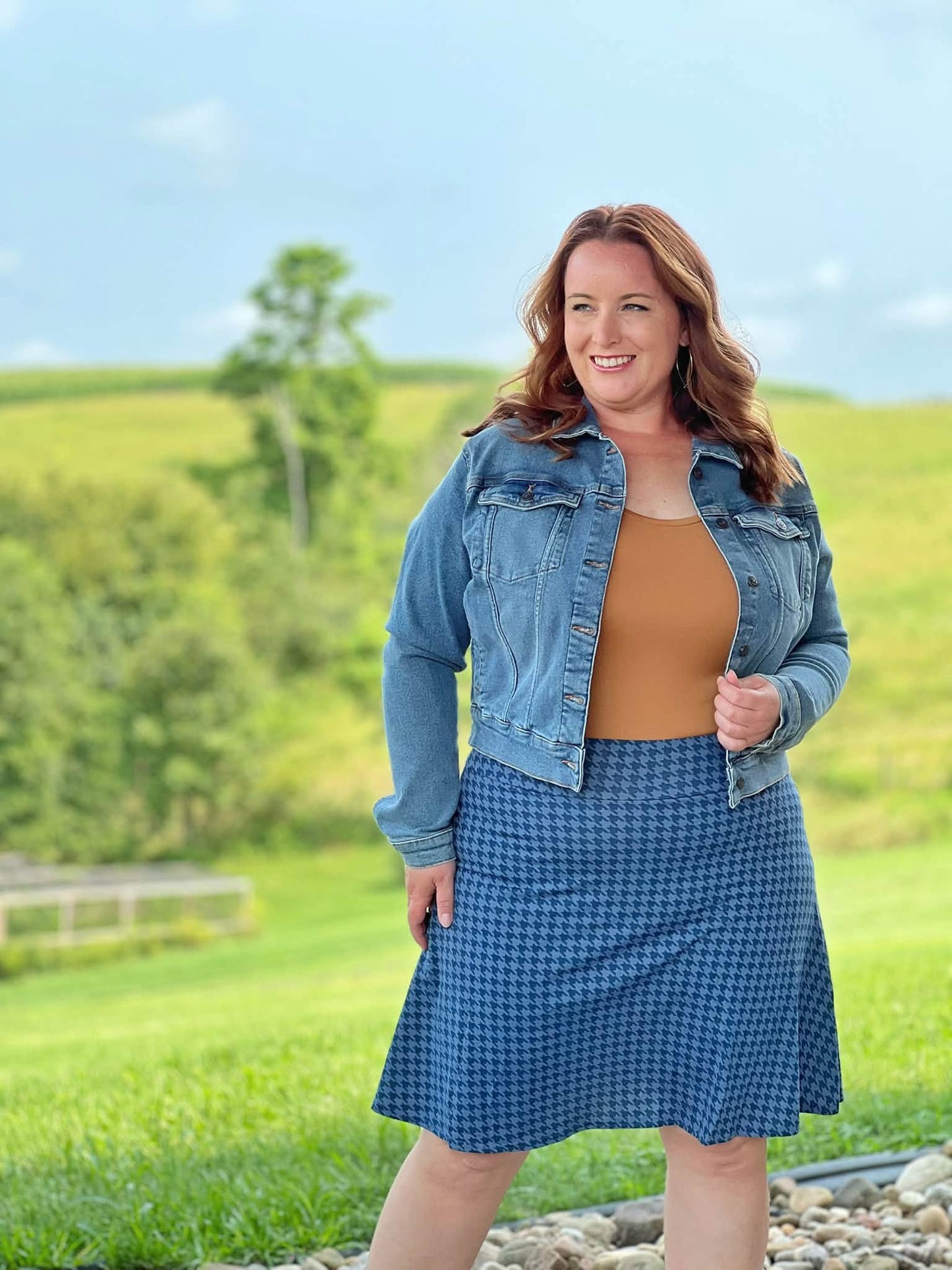 LuLaRoe Eileen Skort - Slate Blue Micro Houndstooth
