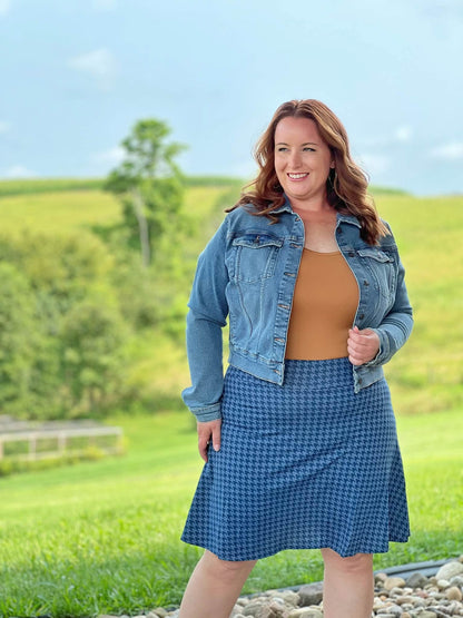 LuLaRoe Eileen Skort - Slate Blue Micro Houndstooth