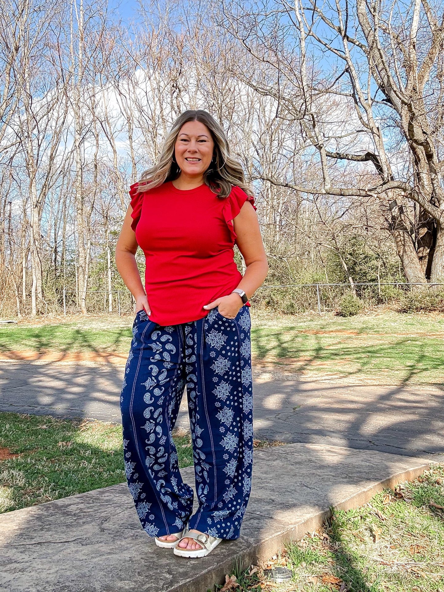LuLaRoe LuLaRoe Pamela Trouser - Indigo Paisley Panel 