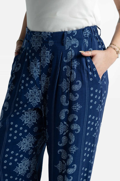 LuLaRoe LuLaRoe Pamela Trouser - Indigo Paisley Panel 