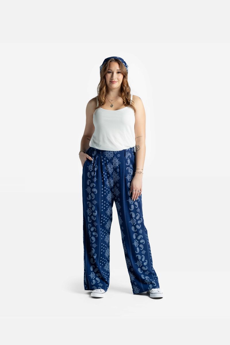 LuLaRoe LuLaRoe Pamela Trouser - Indigo Paisley Panel 