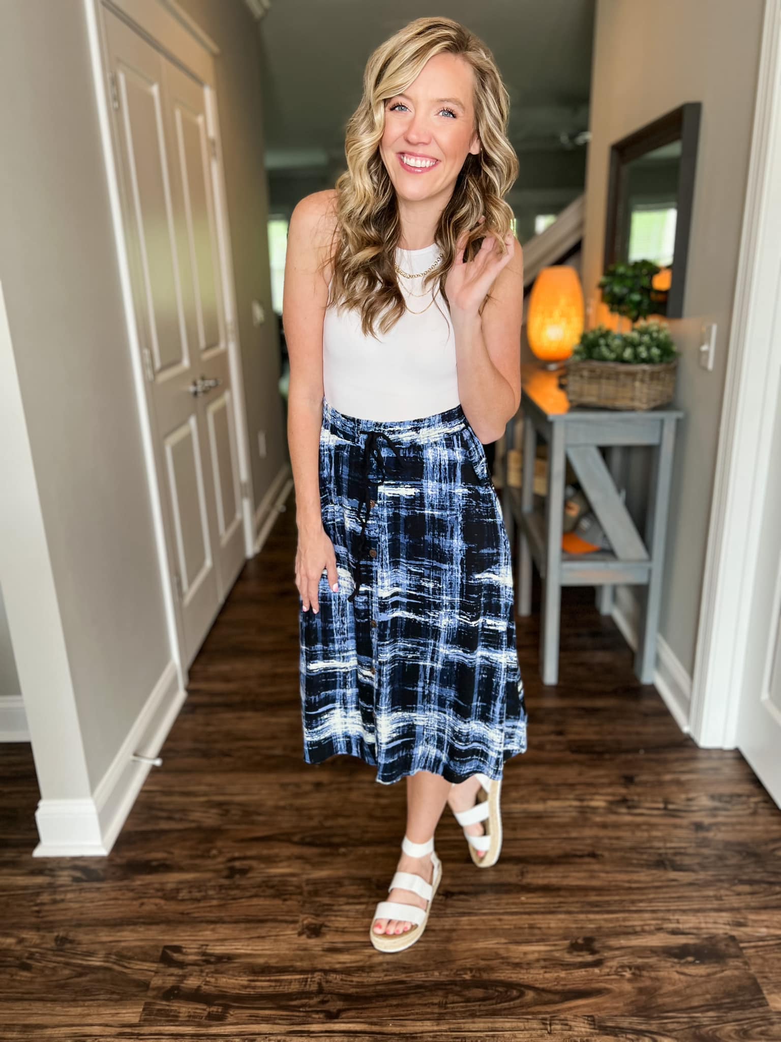 LuLaRoe LuLaRoe Marsha Midi Skirt - Midnight Crosshatch 
