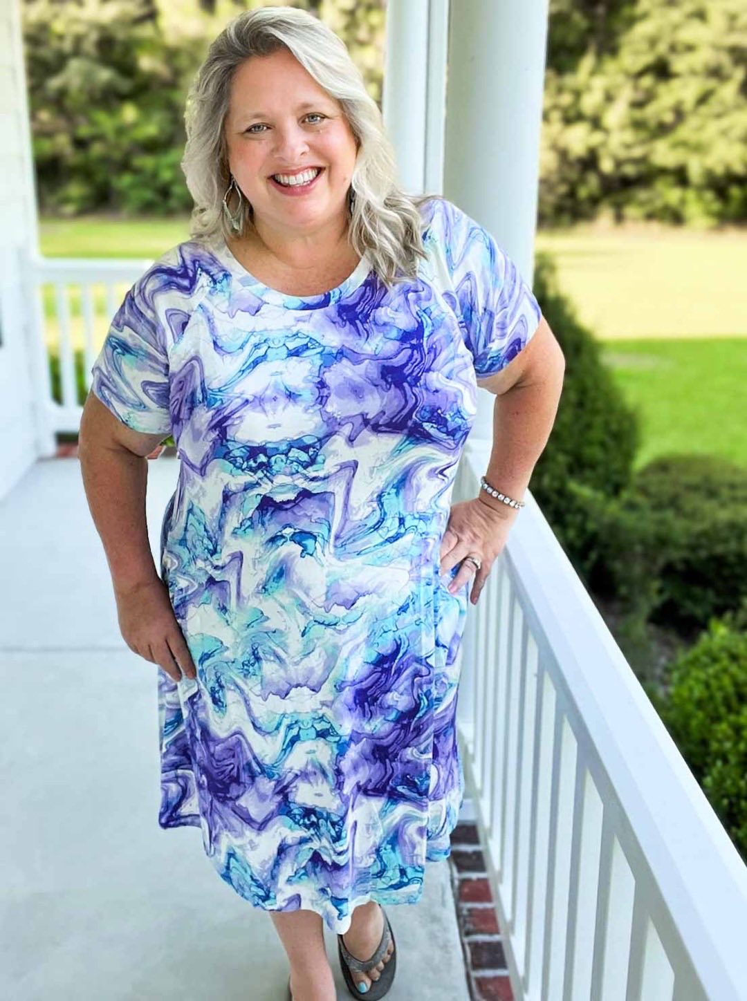LuLaRoe LuLaRoe Celia Dress - Aqua Amethyst Marble 