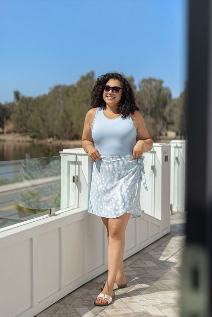 LuLaRoe Rose Wrap Skort - Sky Blossom Stripe