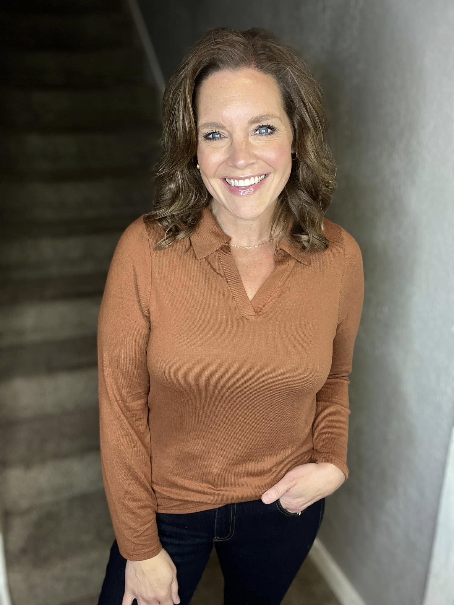 LuLaRoe Courtney - Solid Mocha Bisque Brown Brushed Hacci 