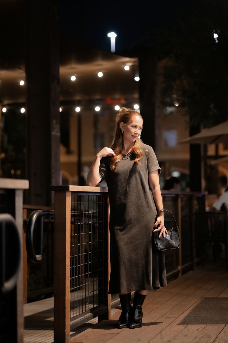 LuLaRoe Leticia Solid Mineral Washed Chocolate Brown 100% cotton mineral washed midi T-shirt dress - product image 8